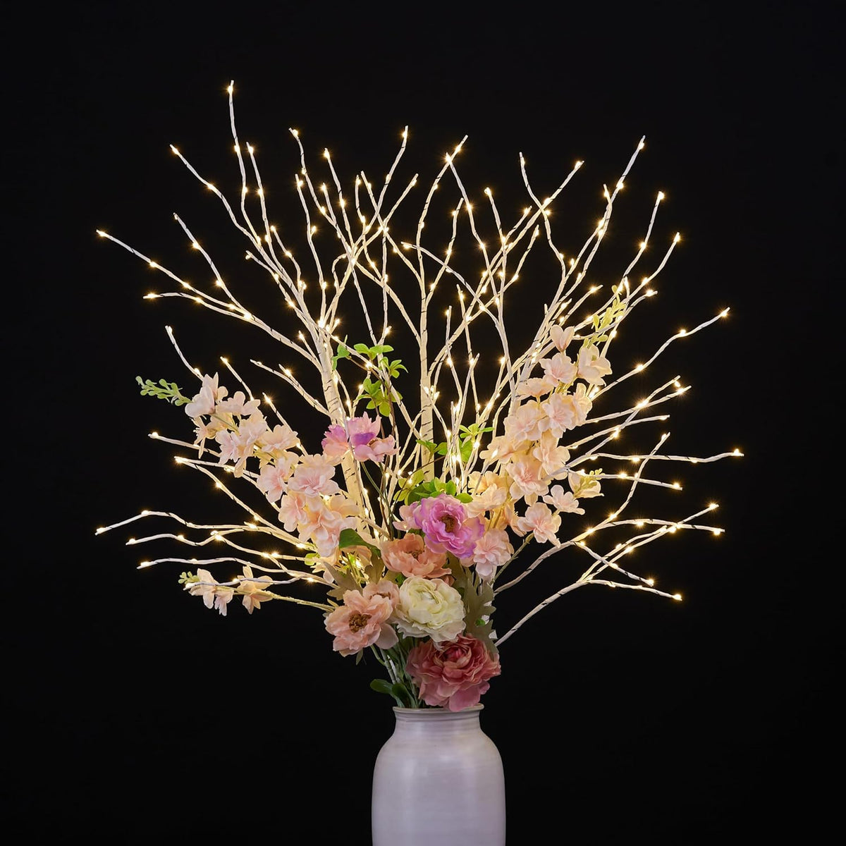 41IN White Finish Lighted Birch Twigs with Warm White LEDs image 2