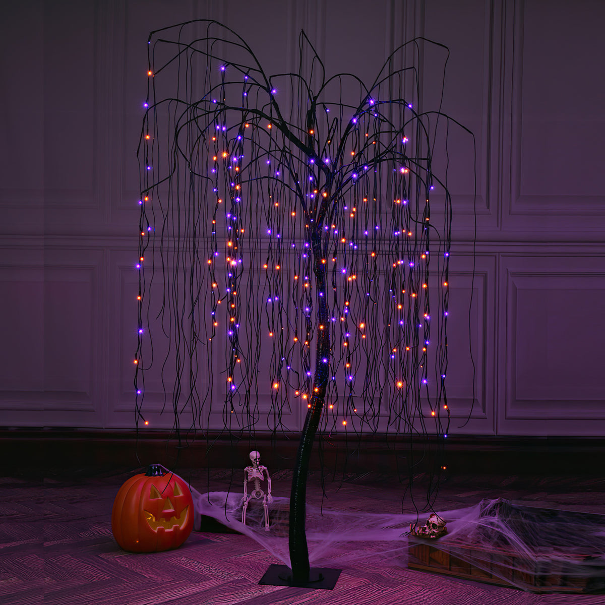 7-Foot Spooky Halloween Willow Tree with Spiders