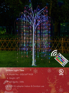 6ft Lighted Willow Tree, Multicolor image 1