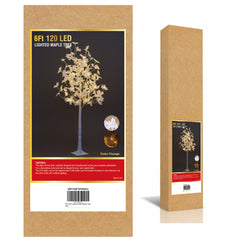6FT Lighted Maple Tree (White Leaves), 120 Warm White & Clear White LEDs, Indoor/Outdoor Decoration image 3