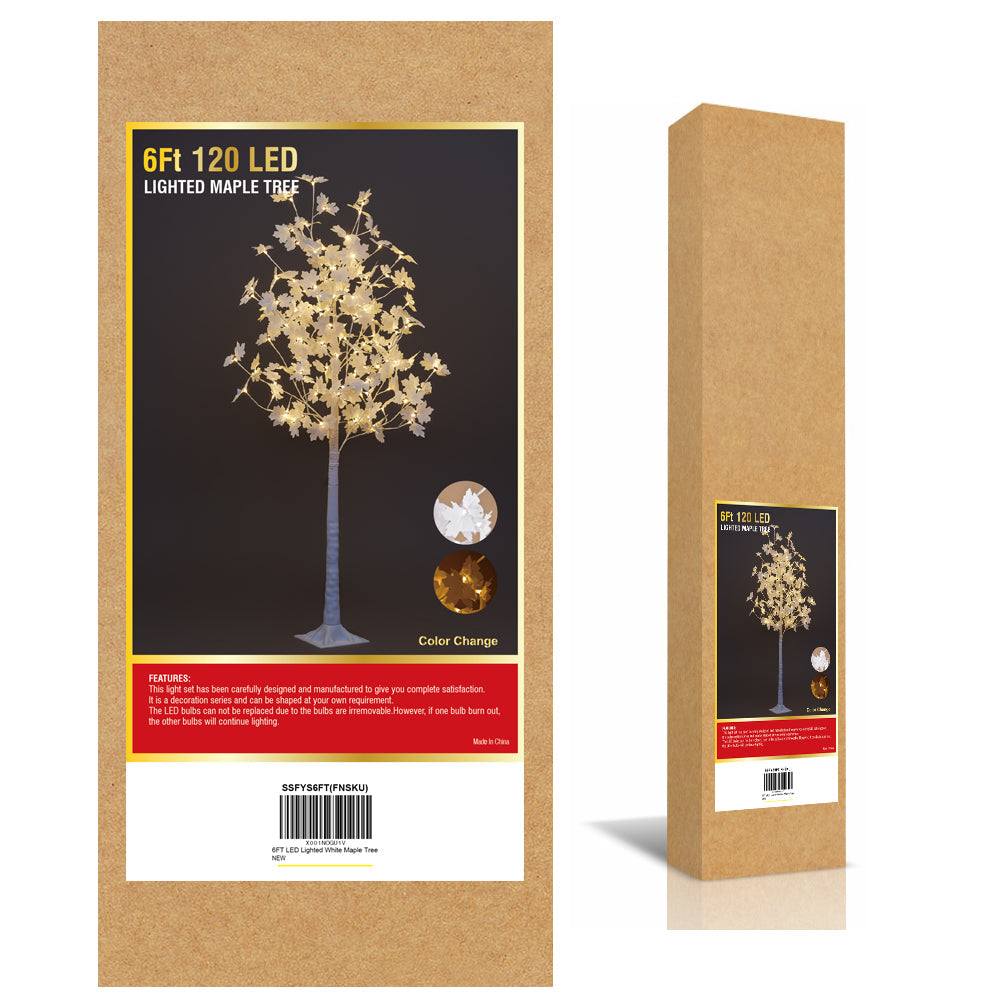 Maple Tree Harvest Décor, White Leaves, Warm White and Cold White Lights image 7