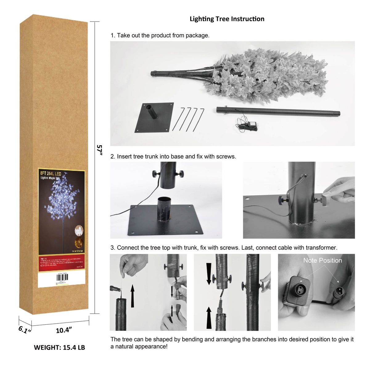 Maple Tree Harvest Décor, White Leaves, Warm White and Cold White Lights image 9
