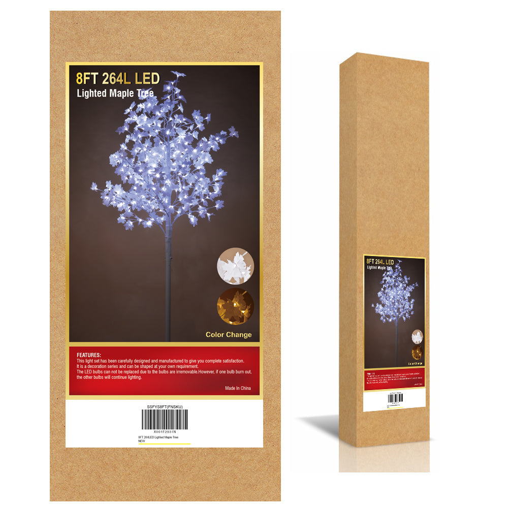 Maple Tree Harvest Décor, White Leaves, Warm White and Cold White Lights image 8