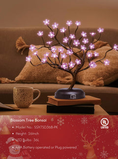 tabletop bonsai tree light 16IN Cherry Blossom Tree Lamp with 36 Pink LEDs, Elegant Home Decoration & Gift Idea — LIGHTSHARE