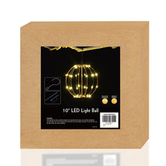 10IN Brown Frame Light Ball, 48 Warm White LEDs, Foldable Metal Frame, Indoor/Outdoor Garden Decoration image 7