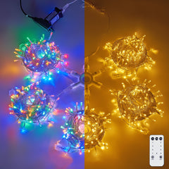 750-LED Christmas String Lights, Transparent Cord, Multi-color + Warm White, 9 Modes with Timer Remote, Indoor/Outdoor image 1