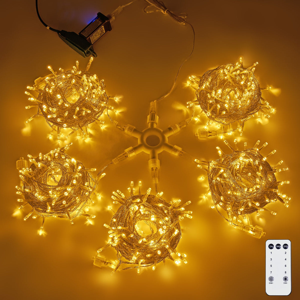 750-LED Christmas String Lights, Transparent Cord, Warm White, 8 Modes with Timer Remote, Indoor/Outdoor image 1