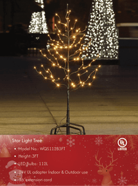 Star Light Trees, 3ft 5ft and 6ft, Warm White, Decorative Christmas Tree Lights Holiday Party Wedding, Indoor and Outdoor Use, Warm White