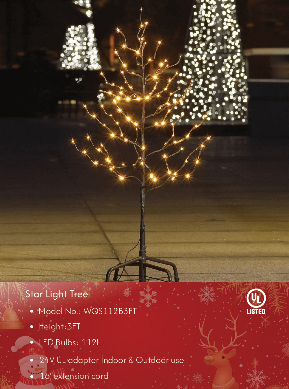 Star Light Trees, 3ft 5ft and 6ft, Warm White, Decorative Christmas Tree Lights Holiday Party Wedding, Indoor and Outdoor Use, Warm White image 1