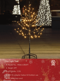 Star Light Trees, 3ft 5ft and 6ft, Warm White, Decorative Christmas Tree Lights Holiday Party Wedding, Indoor and Outdoor Use, Warm White image 1
