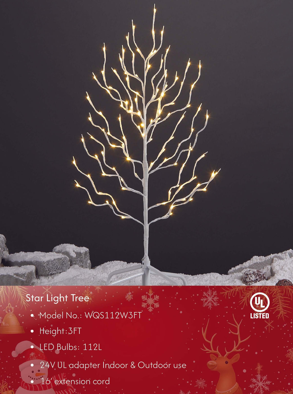 Star Light Trees, 3ft 5ft and 6ft, Warm White, Decorative Christmas Tree Lights Holiday Party Wedding, Indoor and Outdoor Use, Warm White image 1