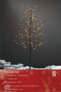 Star Light Trees, 3ft 5ft and 6ft, Warm White, Decorative Christmas Tree Lights Holiday Party Wedding, Indoor and Outdoor Use, Warm White