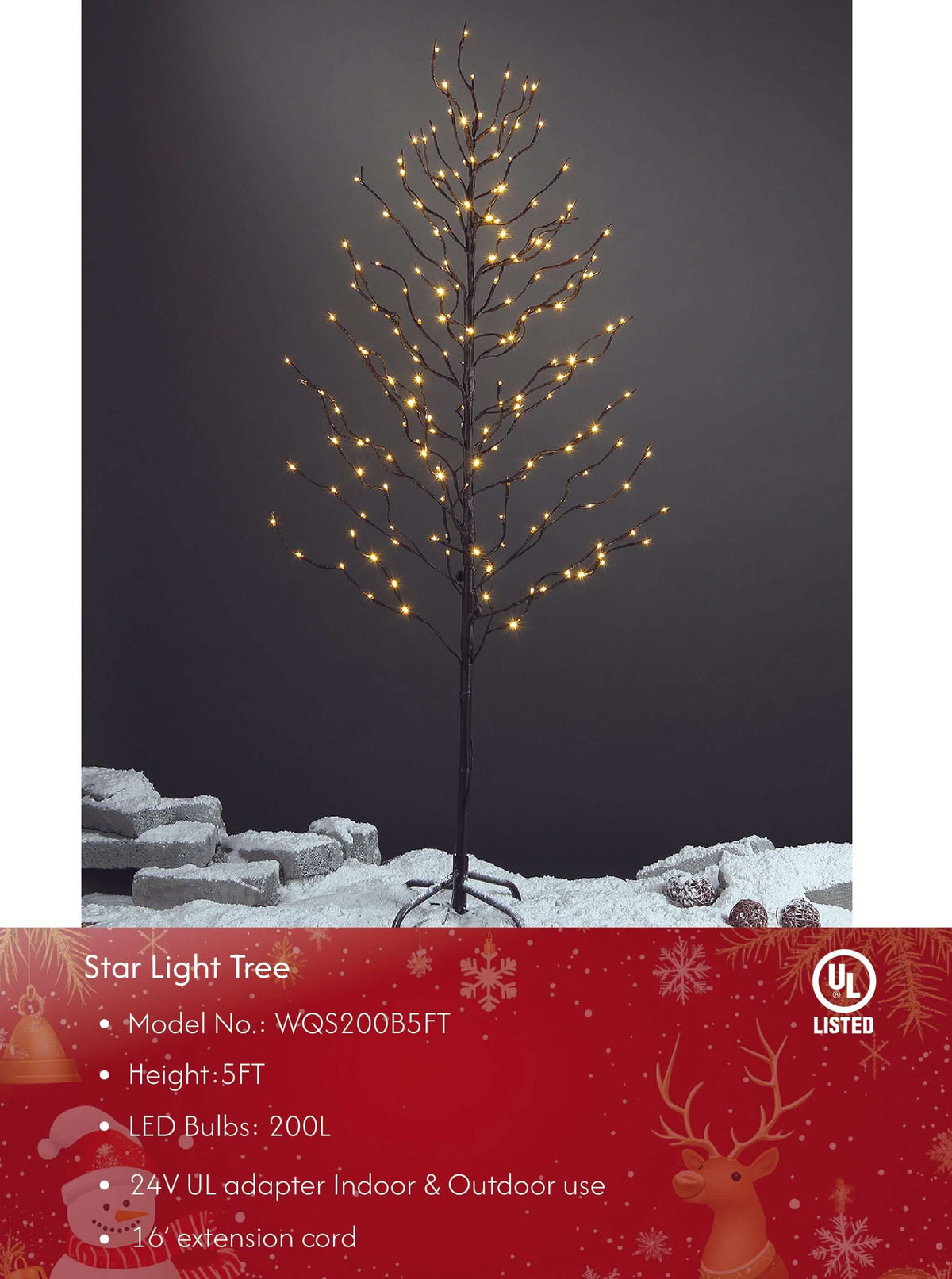 Star Light Trees, 3ft 5ft and 6ft, Warm White, Decorative Christmas Tree Lights Holiday Party Wedding, Indoor and Outdoor Use, Warm White image 1