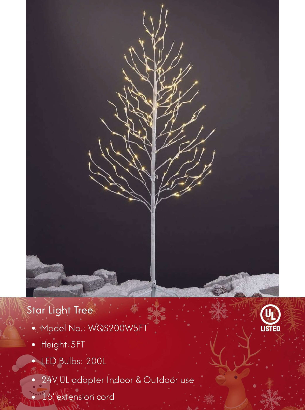 Star Light Trees, 3ft 5ft and 6ft, Warm White, Decorative Christmas Tree Lights Holiday Party Wedding, Indoor and Outdoor Use, Warm White