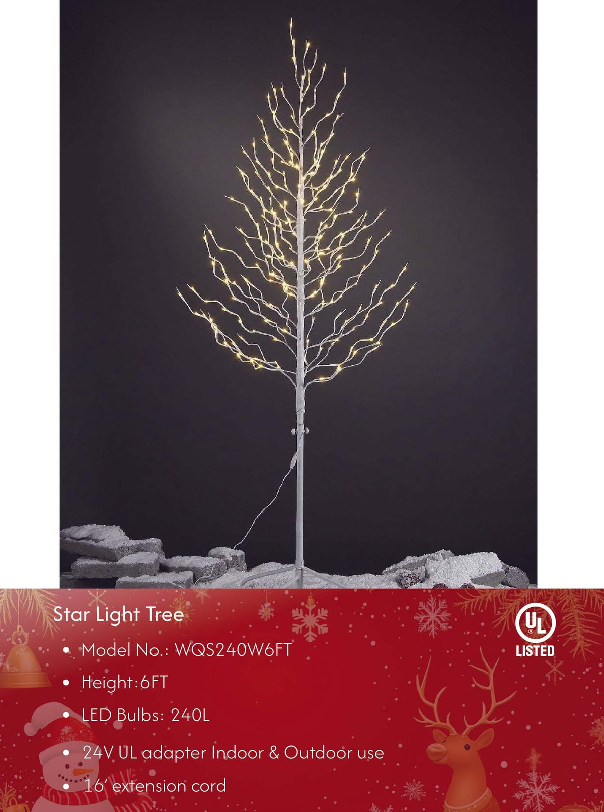 Star Light Trees, 3ft 5ft and 6ft, Warm White, Decorative Christmas Tree Lights Holiday Party Wedding, Indoor and Outdoor Use, Warm White