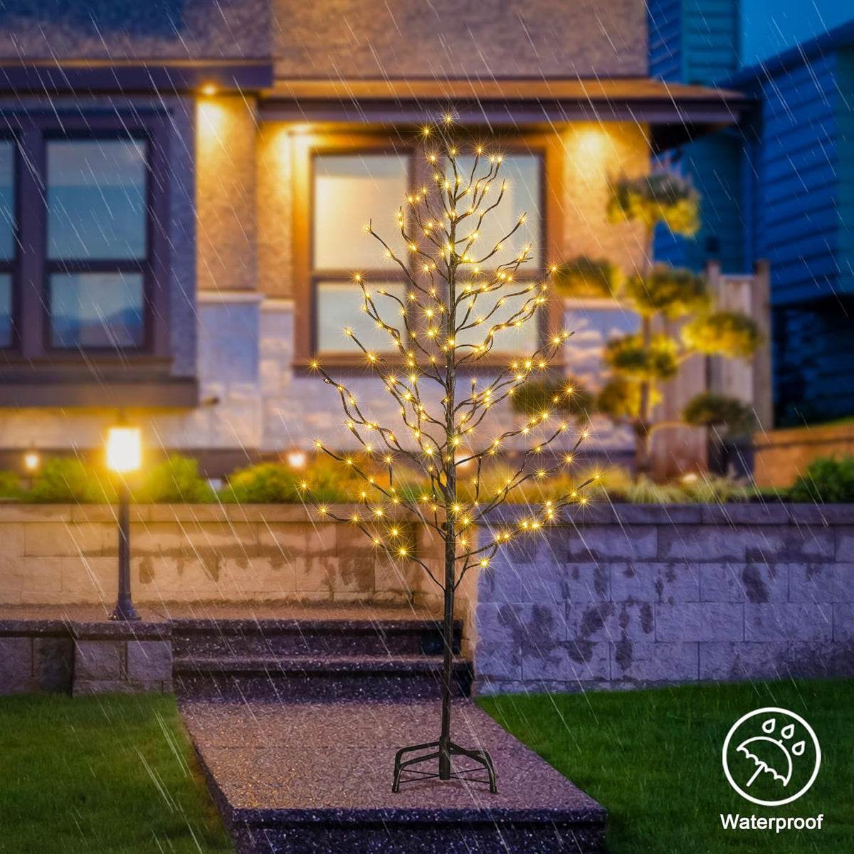 5FT Brown Star Light Tree with 200 Warm White LEDs, Indoor/Outdoor Christmas Decoration image 3