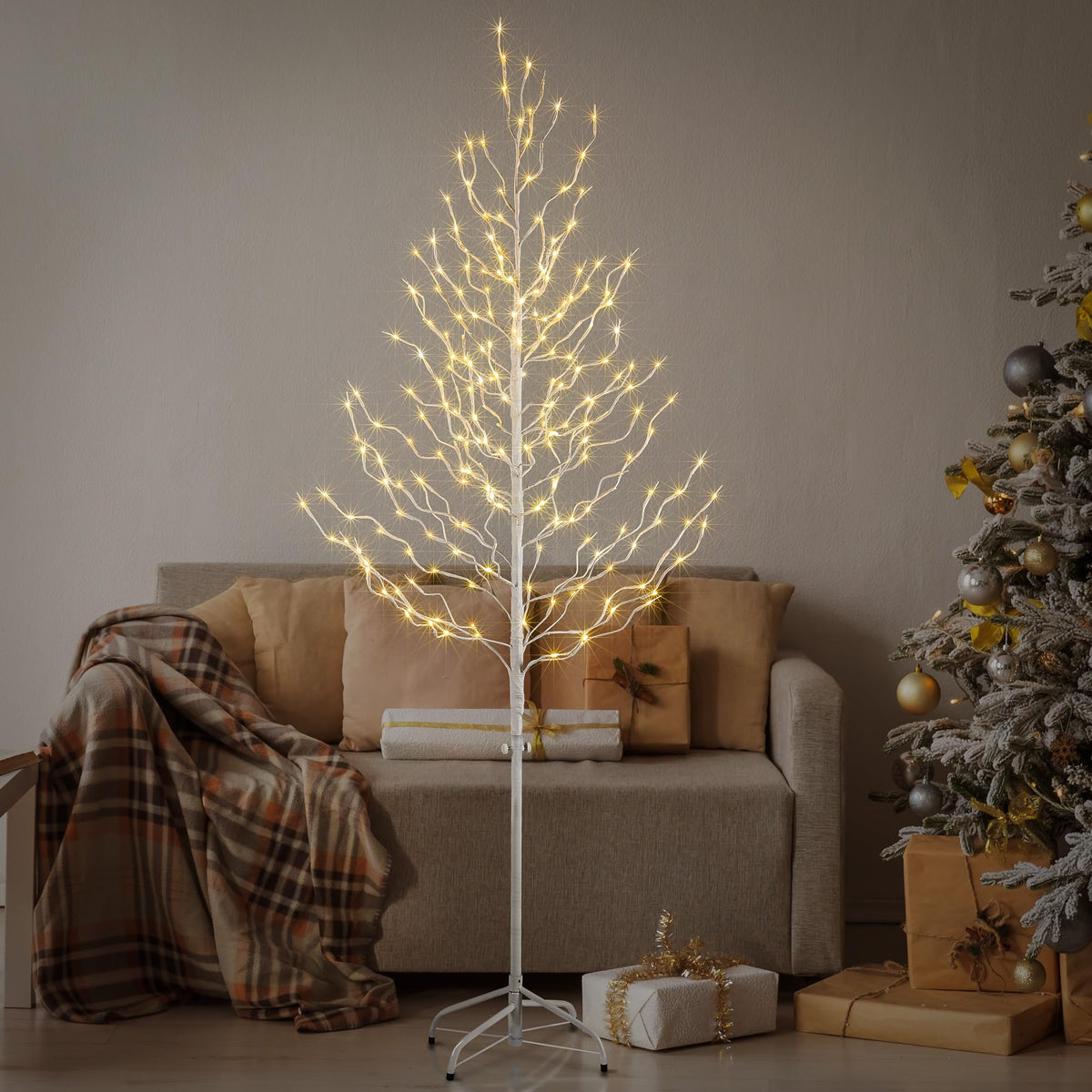 6FT White Star Light Tree with 240 Warm White LEDs, Indoor/Outdoor Christmas Decoration image 4