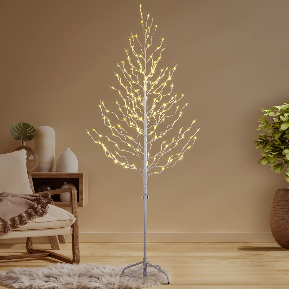 6FT White Star Light Tree with 240 Warm White LEDs, Indoor/Outdoor Christmas Decoration image 3