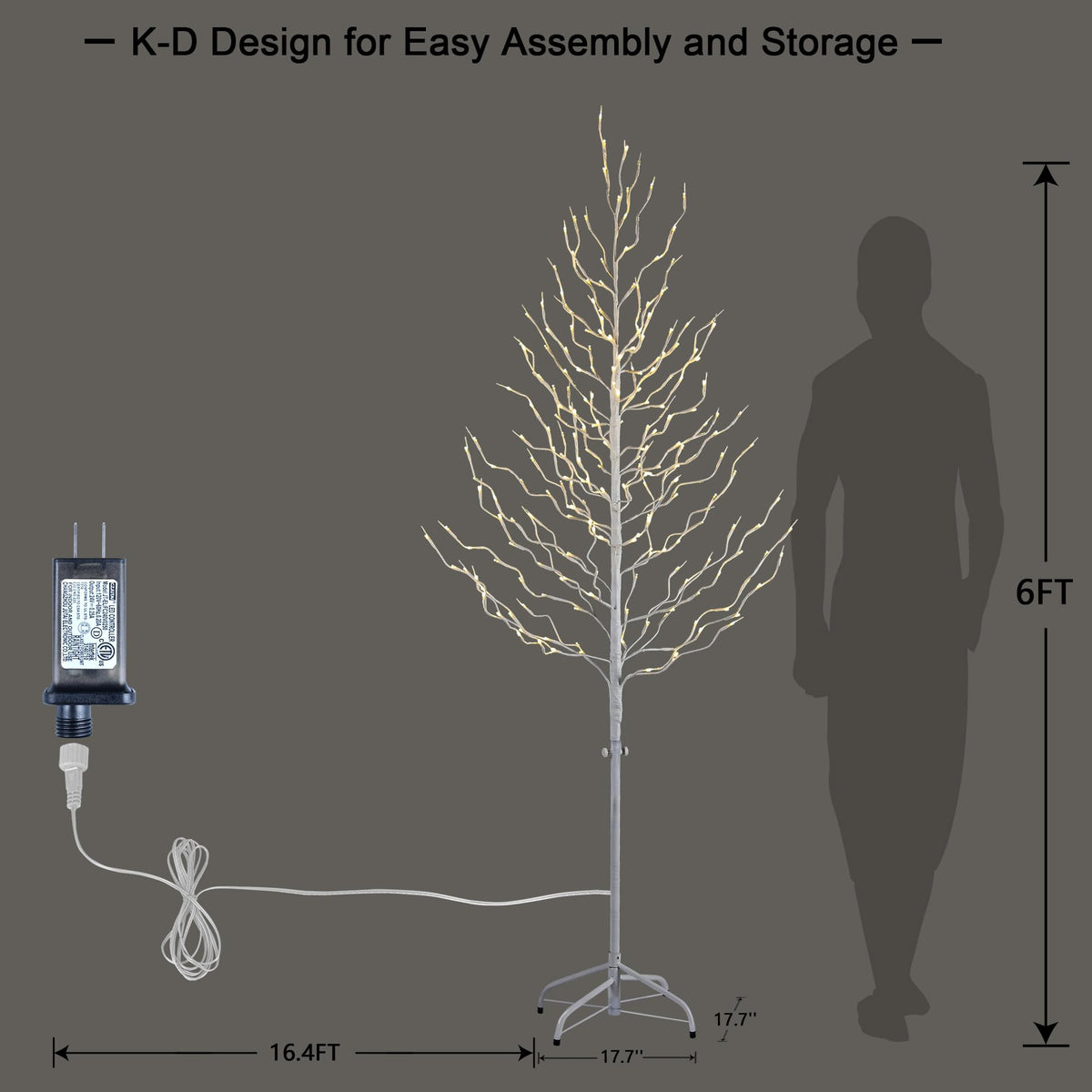 6FT White Star Light Tree with 240 Warm White LEDs, Indoor/Outdoor Christmas Decoration image 7