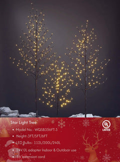 Star Light Trees, 3ft 5ft and 6ft, Warm White, Decorative Christmas Tree Lights Holiday Party Wedding, Indoor and Outdoor Use, Warm White image 1