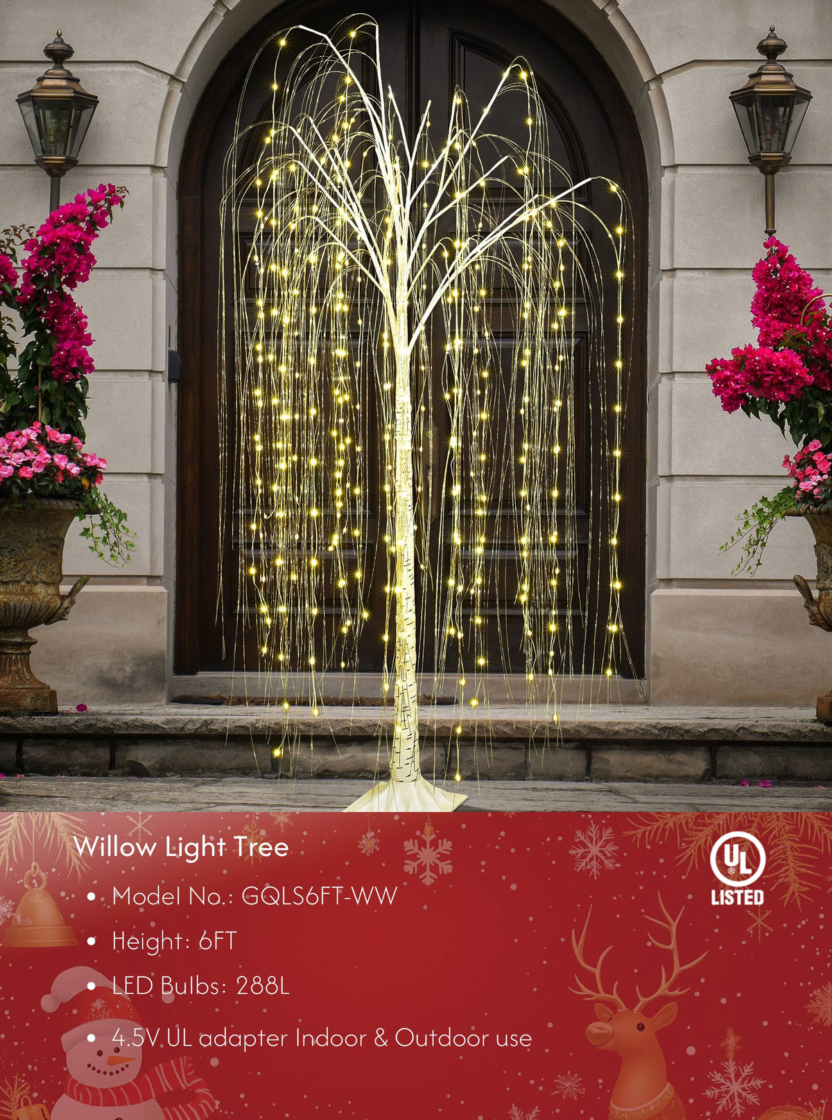 6ft Lighted Willow Tree, Warm White image 1