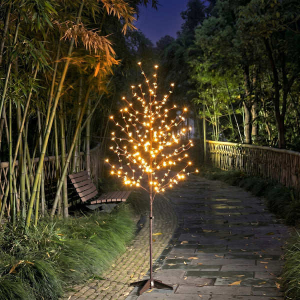 LIGHTSHARE 6.5 feet 208L LED Lighted Cherry Blossom Tree, Warm White, Decorate Home Garden, Spring, Summer, Wedding, Birthday, Christmas Holiday, Party, for Indoor and Outdoor Use