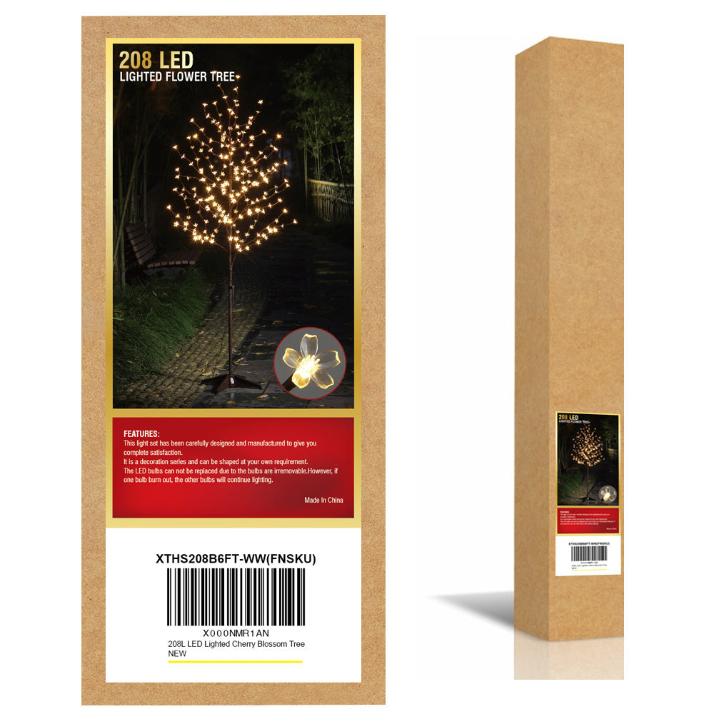 6.5FT Lighted Cherry Blossom Tree with 208 Warm White LEDs, Indoor/Outdoor Holiday Decoration image 6