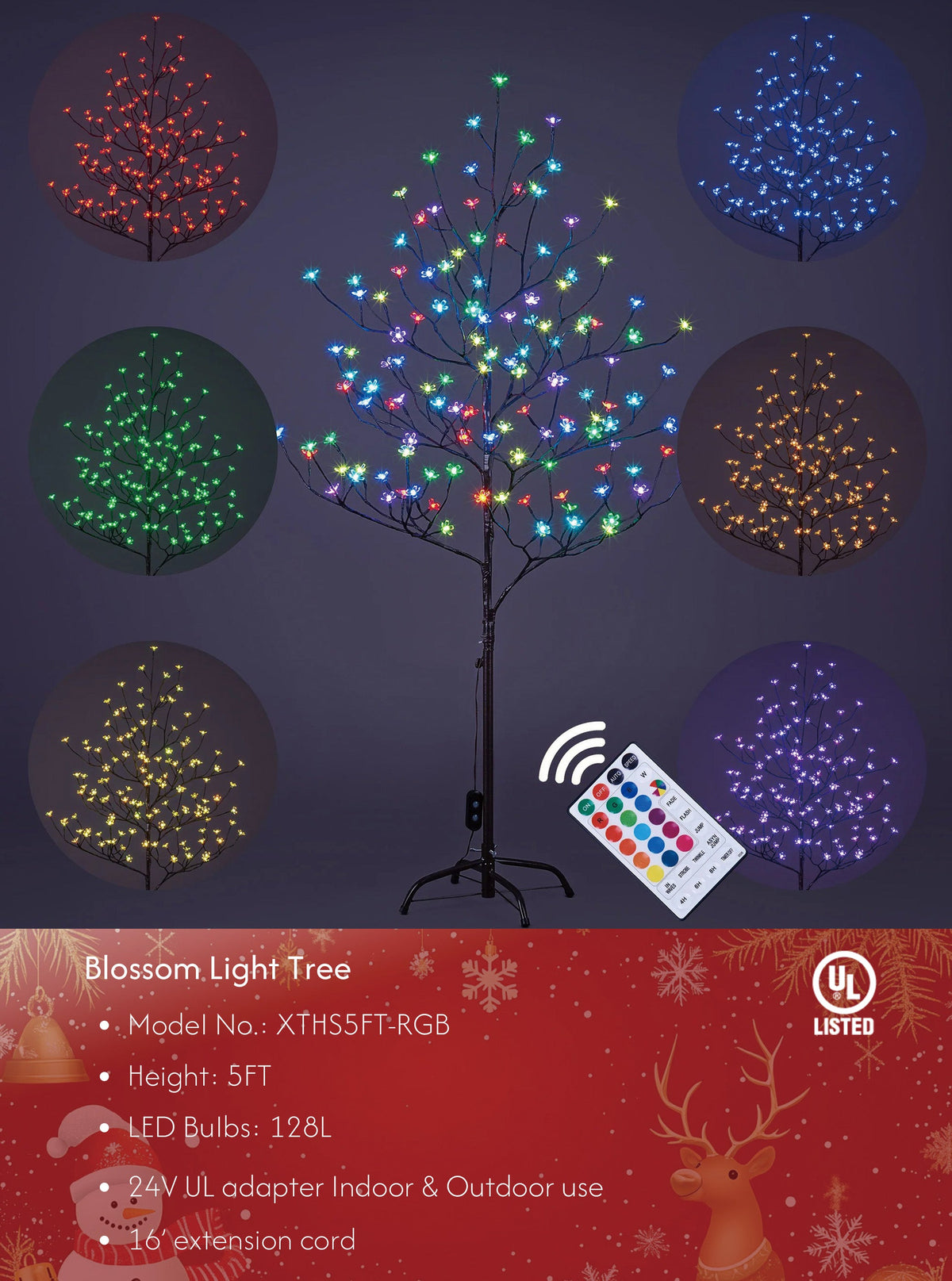 Lighted Cherry Blossom Tree - 5ft and 6.5ft Warm White and RGB Options image 1