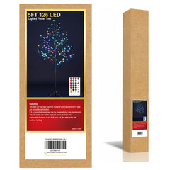 5FT Lighted Cherry Blossom Tree with 128 Multicolor RGB LEDs, Indoor/Outdoor Holiday Decoration image 5