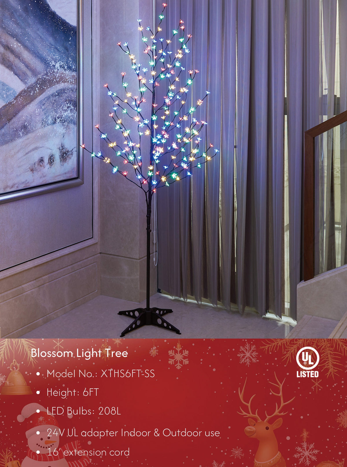 Lighted Cherry Blossom Tree - 5ft and 6.5ft Warm White and RGB Options image 1