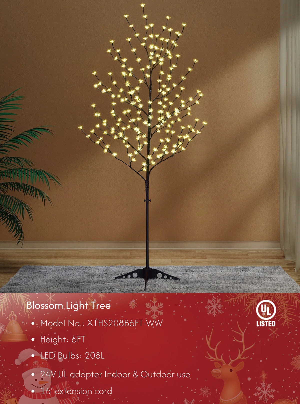 Lighted Cherry Blossom Tree - 5ft and 6.5ft Warm White and RGB Options