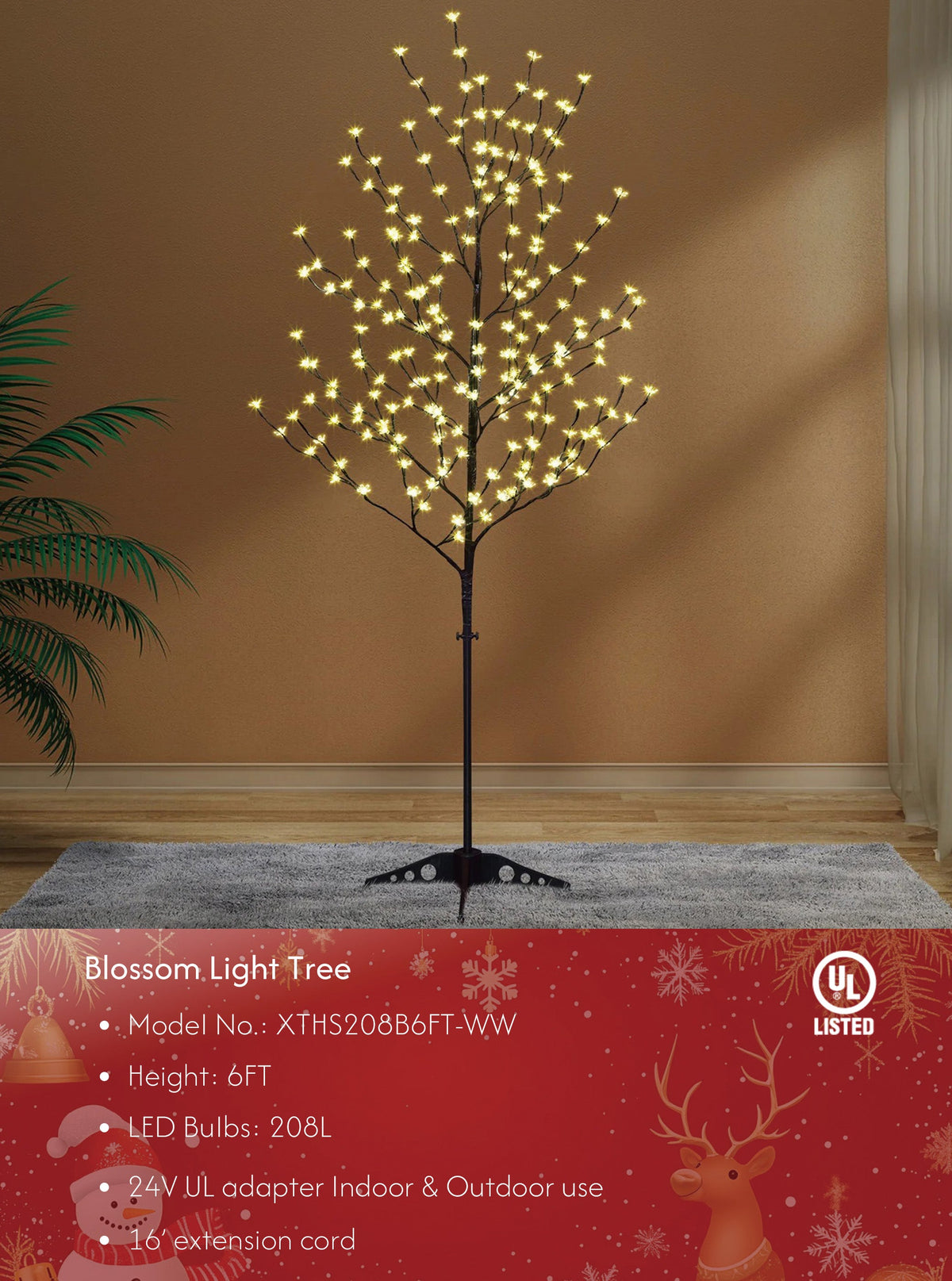 Lighted Cherry Blossom Tree - 5ft and 6.5ft Warm White and RGB Options image 1