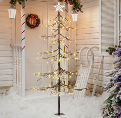 6FT Snow-Dusted Fir Christmas Tree with Warm White LEDs, Indoor/Outdoor Decoration image 1