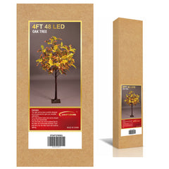 4FT Lighted Oak Tree, Warm White LEDs with Green & Yellow Leaves, Indoor/Outdoor Decoration image 5