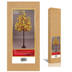 6FT Lighted Oak Tree, Warm White LEDs with Green & Yellow Leaves, Indoor/Outdoor Decoration image 6