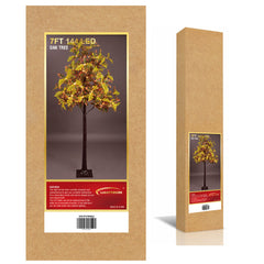 7FT Lighted Oak Tree, Warm White LEDs with Green & Yellow Leaves, Indoor/Outdoor Decoration image 9