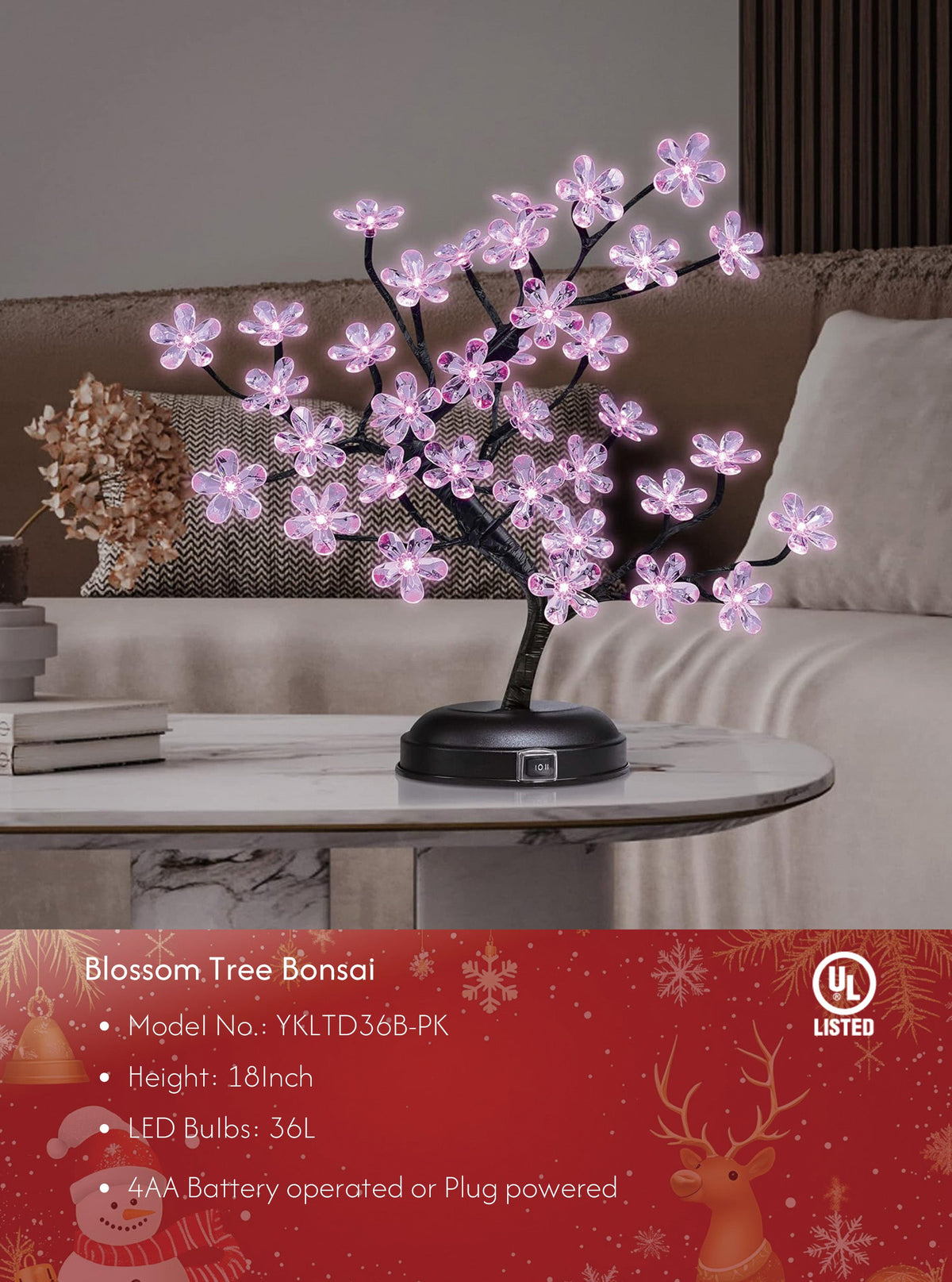 18IN Lighted Cherry Blossom Tree Lamp image 1