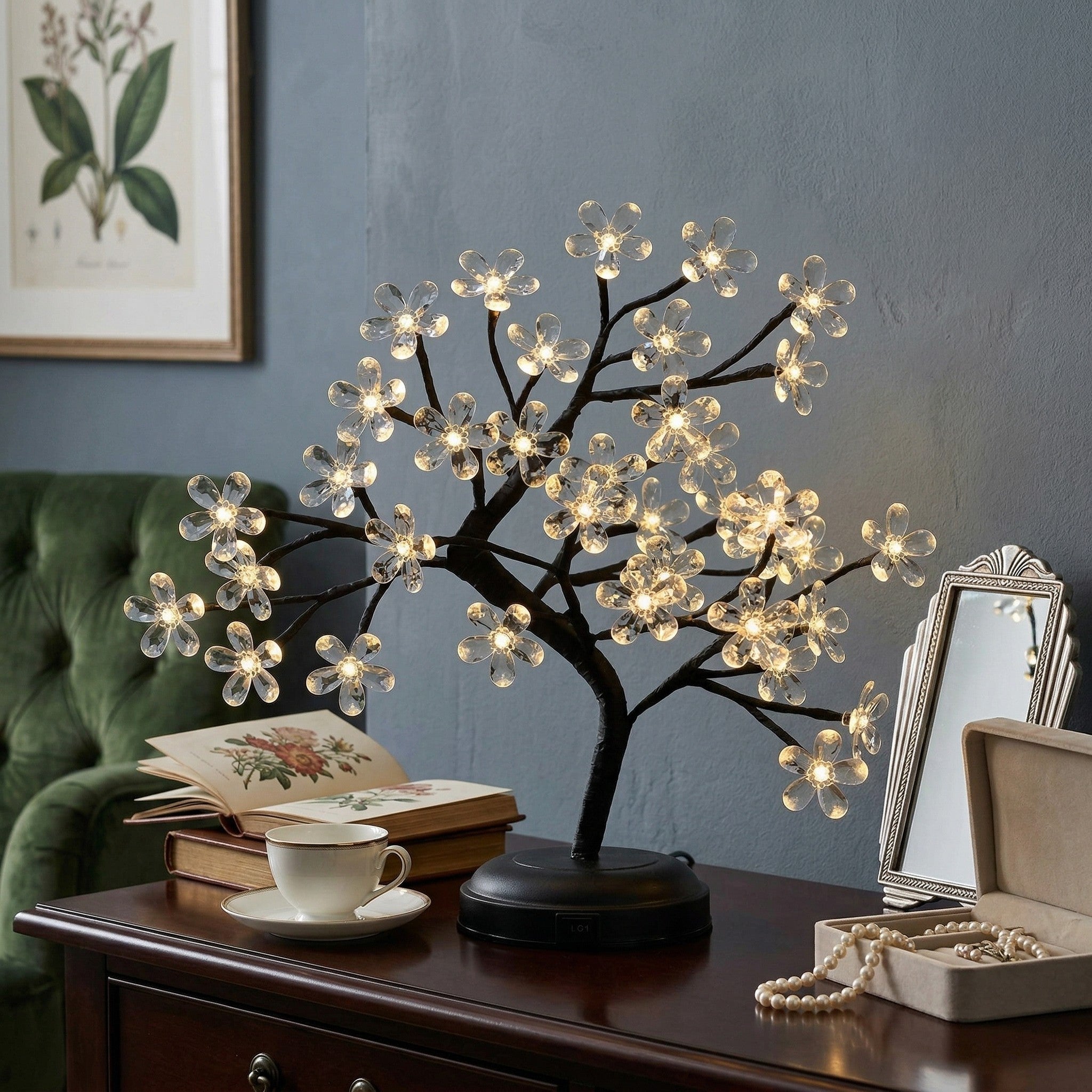 ボールツリーデザイン ライトブルーラウンドレジンヘアゴム 18IN Lighted Cherry Blossom Tree Lamp with 36 Warm White LEDs