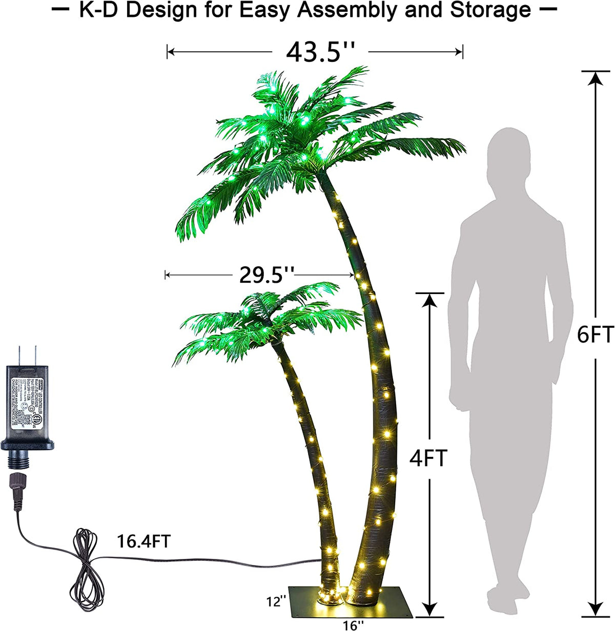 Lighted Tropical Palm Tree Decor - Perfect Christmas Nativity Scene and Summer Gift Idea