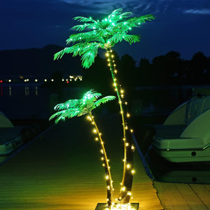 6ft Lighted Twins Palm Tree