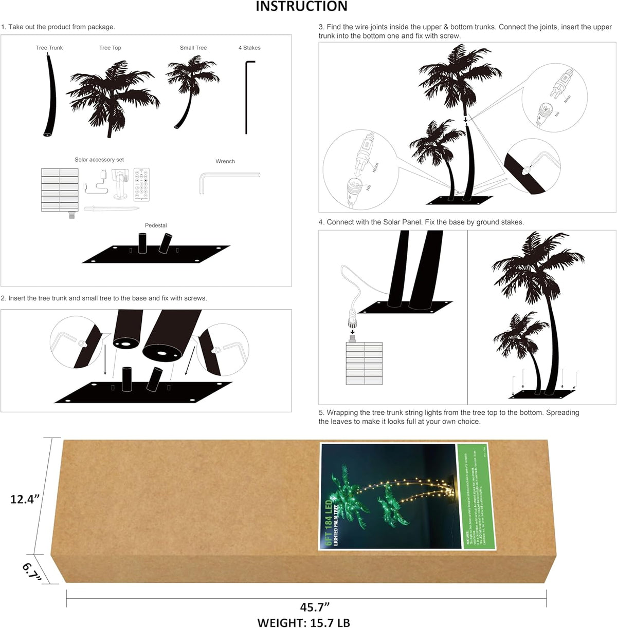 6FT Lighted Tropical Palm Tree with 120 Warm White LEDs (Electric), Indoor/Outdoor Tropical Decoration image 5