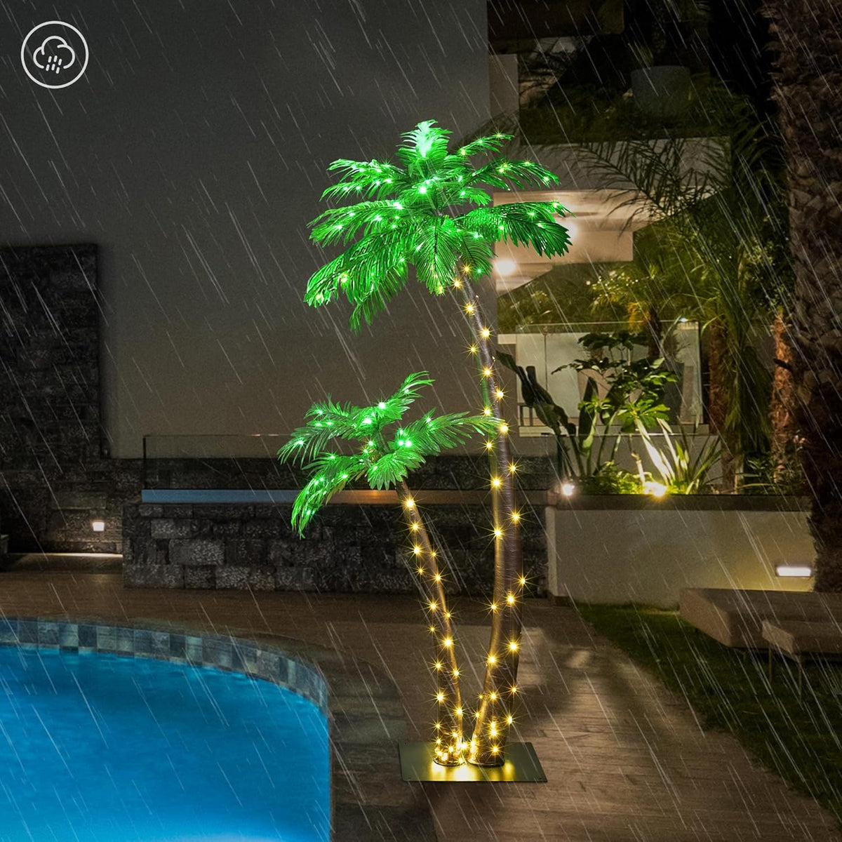 6FT Lighted Tropical Palm Tree with 120 Warm White LEDs (Electric), Indoor/Outdoor Tropical Decoration image 3