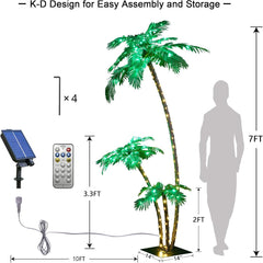 7FT 3-Trunk Lighted Palm Tree with 218 Warm White LEDs (Solar Powered), Indoor/Outdoor Tropical Decoration image 7