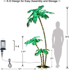 7FT 3-Trunk Lighted Palm Tree with 218 Warm White LEDs (Electric), Indoor/Outdoor Tropical Decoration image 6