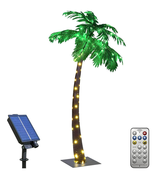 Lightshare 5 Feet Palm Tree 96LED Lights Artificial Fake Tree Decoration for Tiki Bar Outside Patio Porch Pool Christmas Nativity