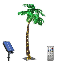 5FT Lighted Palm Tree with 96 Warm White LEDs (Solar Powered), Indoor/Outdoor Tropical Decoration image 1