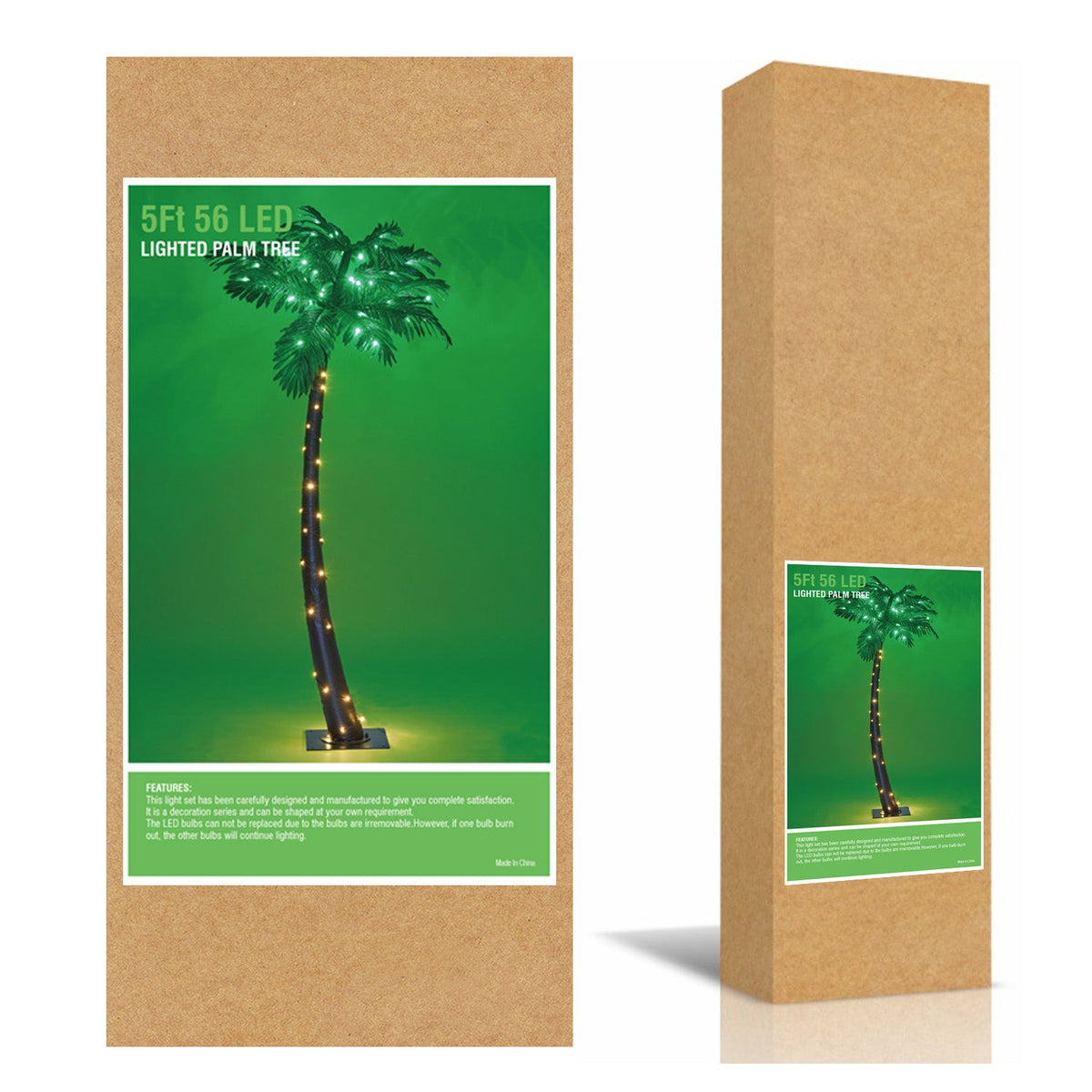 5FT Lighted Palm Tree with 96 Warm White LEDs (Electric), Indoor/Outdoor Tropical Decoration image 8