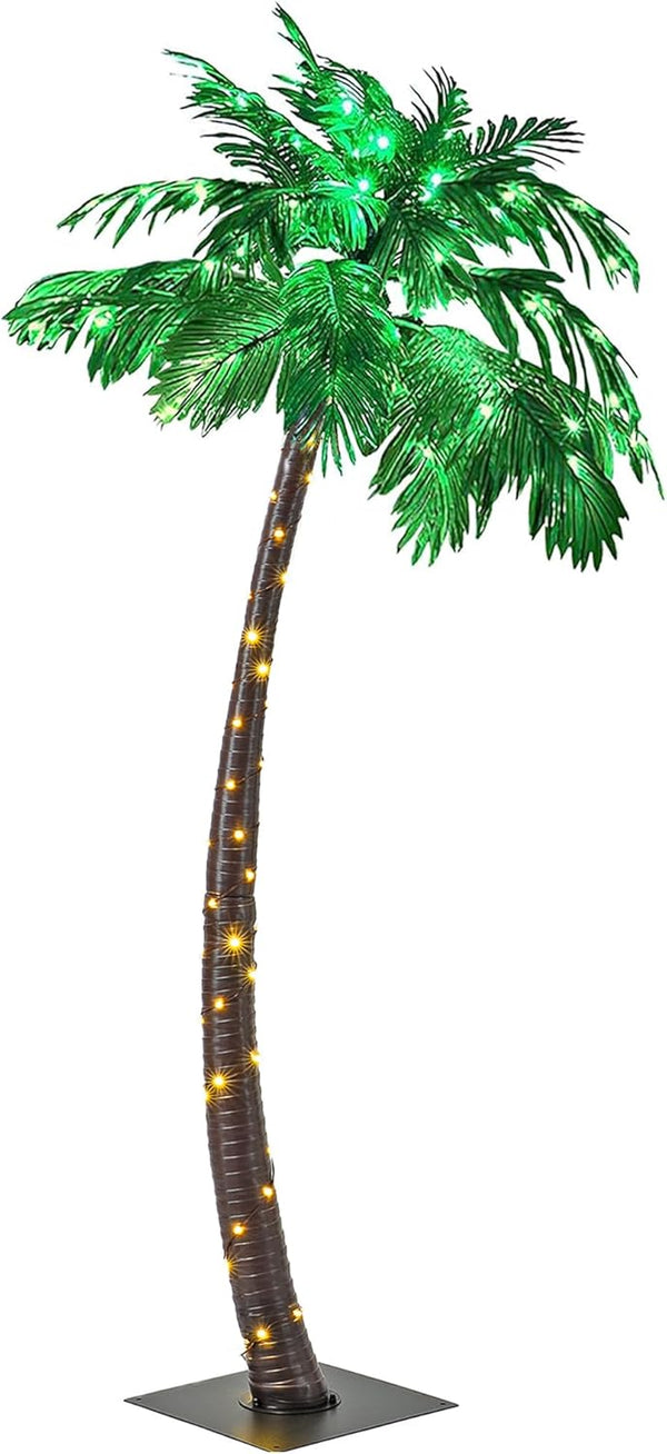 Lightshare 7 Feet Palm Tree 152LED Lights Artificial Fake Tree Decoration for Tiki Bar Outside Patio Porch Pool Christmas Nativity