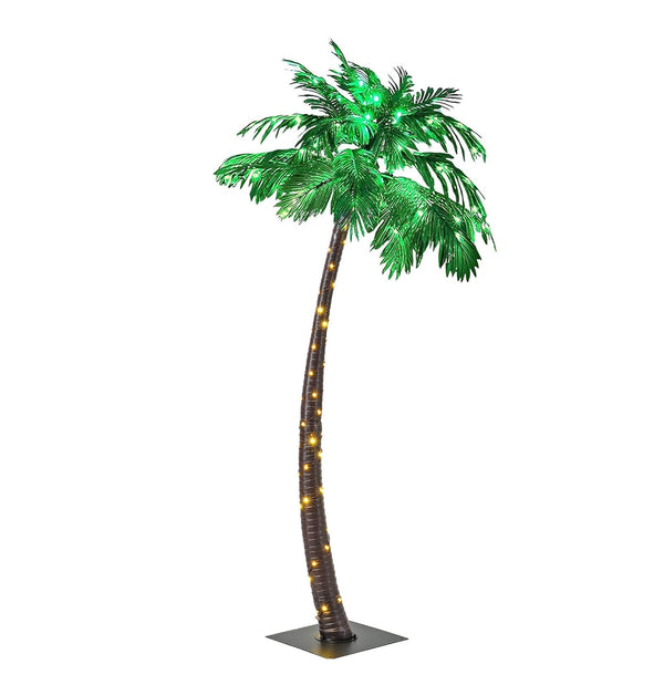 Lightshare 7 Feet Palm Tree 152LED Lights Artificial Fake Tree Decoration for Tiki Bar Outside Patio Porch Pool Christmas Nativity