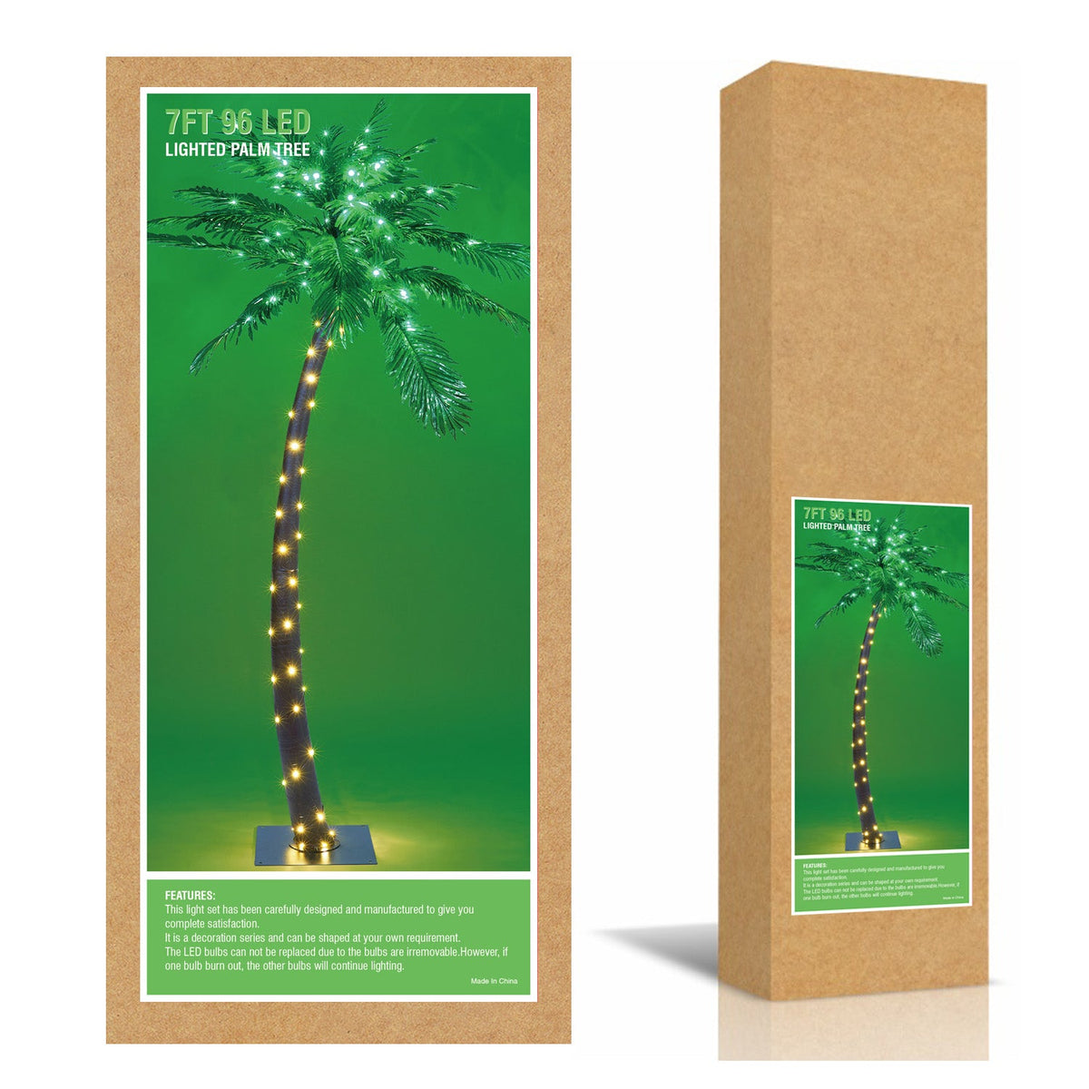 7FT Lighted Palm Tree with 152 Warm White LEDs (Solar Powered), Indoor/Outdoor Tropical Decoration image 7